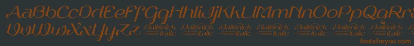 Czcionka VailsnickItalicDemoVersion – brązowe czcionki na czarnym tle