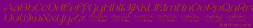 Czcionka VailsnickItalicDemoVersion – brązowe czcionki na fioletowym tle
