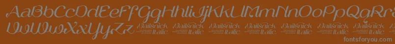 VailsnickItalicDemoVersion Font – Gray Fonts on Brown Background