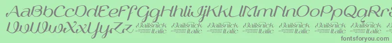 Шрифт VailsnickItalicDemoVersion – серые шрифты на зелёном фоне