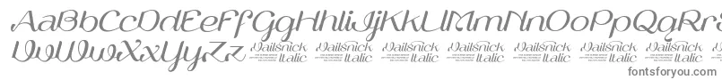 Czcionka VailsnickItalicDemoVersion – szare czcionki na białym tle