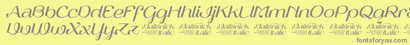 Шрифт VailsnickItalicDemoVersion – серые шрифты на жёлтом фоне
