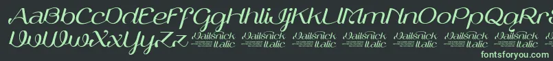 VailsnickItalicDemoVersion-fontti – vihreät fontit mustalla taustalla