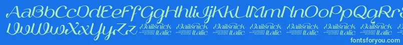 VailsnickItalicDemoVersion-fontti – vihreät fontit sinisellä taustalla