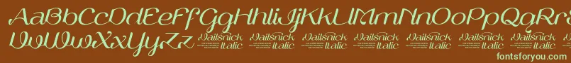 VailsnickItalicDemoVersion-Schriftart – Grüne Schriften auf braunem Hintergrund