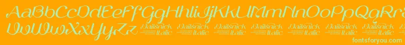 VailsnickItalicDemoVersion-fontti – vihreät fontit oranssilla taustalla