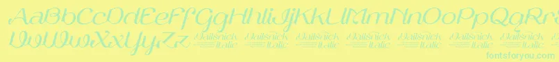 VailsnickItalicDemoVersion-fontti – vihreät fontit keltaisella taustalla