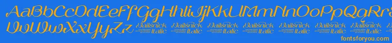 VailsnickItalicDemoVersion-Schriftart – Orangefarbene Schriften auf blauem Hintergrund