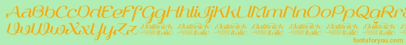 VailsnickItalicDemoVersion-fontti – oranssit fontit vihreällä taustalla