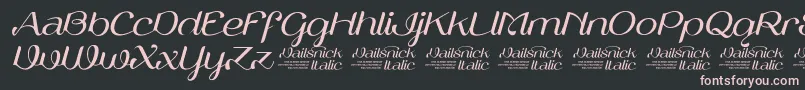 VailsnickItalicDemoVersion-fontti – vaaleanpunaiset fontit mustalla taustalla