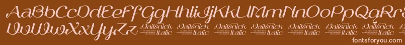 Czcionka VailsnickItalicDemoVersion – różowe czcionki na brązowym tle