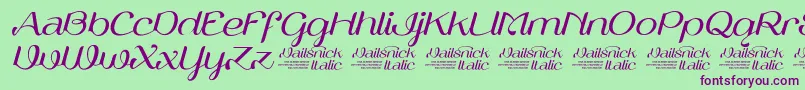 VailsnickItalicDemoVersion-fontti – violetit fontit vihreällä taustalla