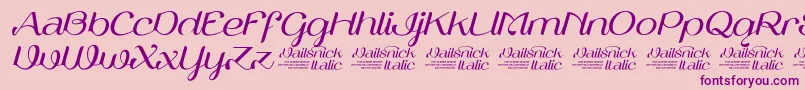 Шрифт VailsnickItalicDemoVersion – фиолетовые шрифты на розовом фоне