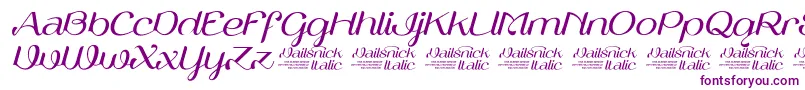 フォントVailsnickItalicDemoVersion – 白い背景に紫のフォント