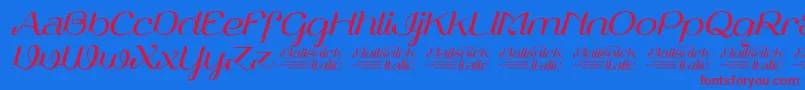 VailsnickItalicDemoVersion-Schriftart – Rote Schriften auf blauem Hintergrund