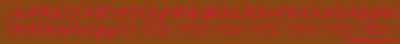 フォントVailsnickItalicDemoVersion – 赤い文字が茶色の背景にあります。
