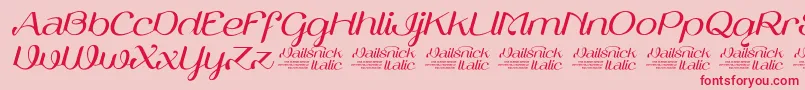 フォントVailsnickItalicDemoVersion – ピンクの背景に赤い文字