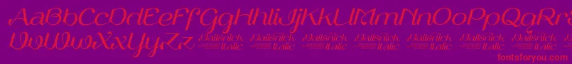 Czcionka VailsnickItalicDemoVersion – czerwone czcionki na fioletowym tle