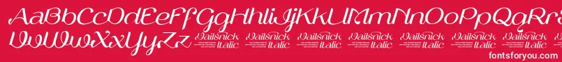 Шрифт VailsnickItalicDemoVersion – белые шрифты на красном фоне