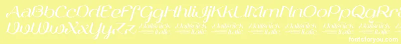 Шрифт VailsnickItalicDemoVersion – белые шрифты на жёлтом фоне