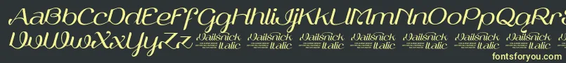 VailsnickItalicDemoVersion-Schriftart – Gelbe Schriften auf schwarzem Hintergrund
