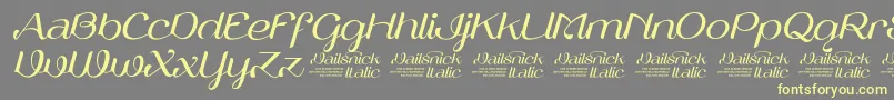 フォントVailsnickItalicDemoVersion – 黄色のフォント、灰色の背景
