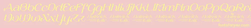 Шрифт VailsnickItalicDemoVersion – жёлтые шрифты на розовом фоне