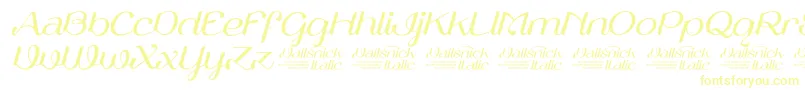 Czcionka VailsnickItalicDemoVersion – żółte czcionki na białym tle