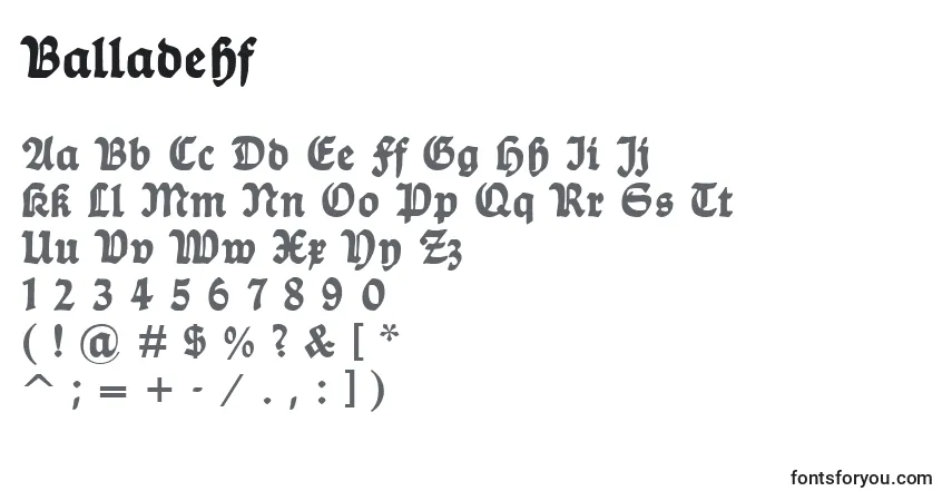 Balladehf-fontti – aakkoset, numerot, erikoismerkit