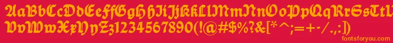 フォントBalladehf – 赤い背景にオレンジの文字