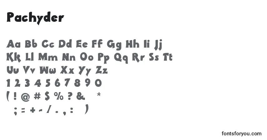 A fonte Pachyder – alfabeto, números, caracteres especiais
