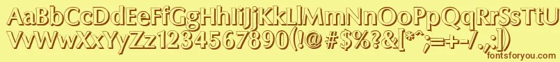 フォントColumbiashadowBold – 茶色の文字が黄色の背景にあります。