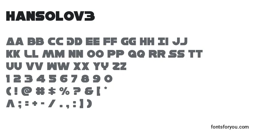 A fonte Hansolov3 – alfabeto, números, caracteres especiais