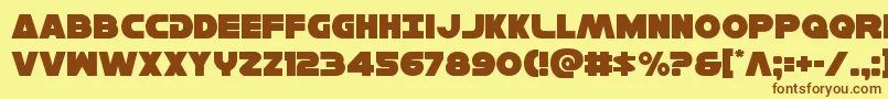 フォントHansolov3 – 茶色の文字が黄色の背景にあります。