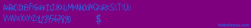 フォントPapershreads – 紫色の背景に青い文字