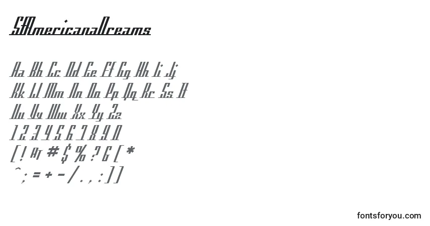 A fonte SfAmericanaDreams – alfabeto, números, caracteres especiais