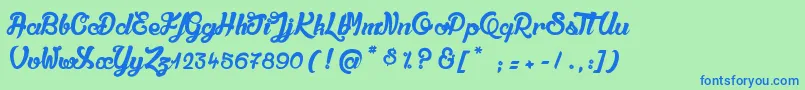 QualiteDeluxePlatinium Font – Blue Fonts on Green Background