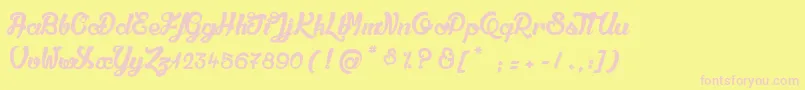 QualiteDeluxePlatinium-fontti – vaaleanpunaiset fontit keltaisella taustalla