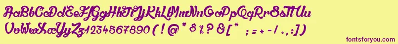 QualiteDeluxePlatinium Font – Purple Fonts on Yellow Background