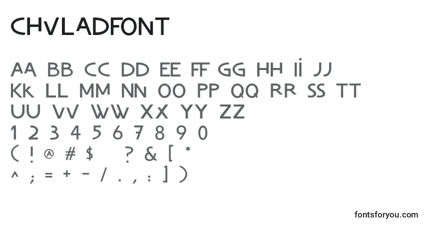 Schriftart ChvladFont – Alphabet, Zahlen, spezielle Symbole