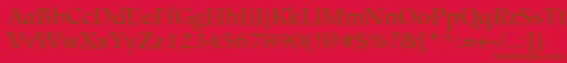 HiroshigeLtMedium-Schriftart – Braune Schriften auf rotem Hintergrund