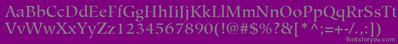 HiroshigeLtMedium-Schriftart – Graue Schriften auf violettem Hintergrund