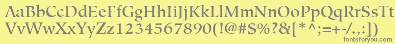 HiroshigeLtMedium-Schriftart – Graue Schriften auf gelbem Hintergrund