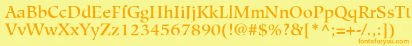 HiroshigeLtMedium-Schriftart – Orangefarbene Schriften auf gelbem Hintergrund