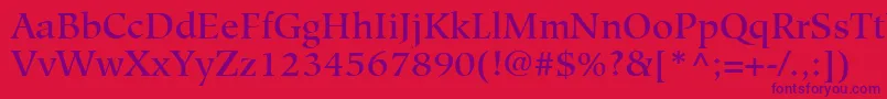 Fonte HiroshigeLtMedium – fontes roxas em um fundo vermelho