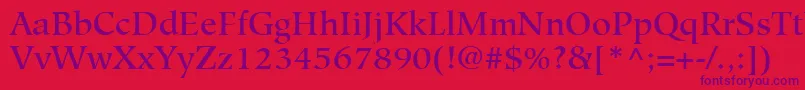 Czcionka HiroshigeLtMedium – fioletowe czcionki na czerwonym tle