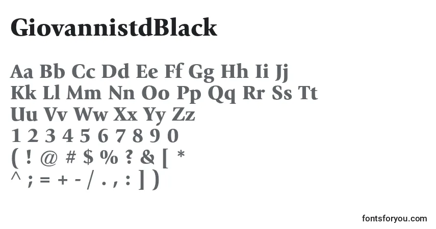 A fonte GiovannistdBlack – alfabeto, números, caracteres especiais