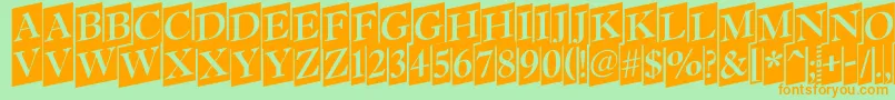 Czcionka AAntiquettltrdcmup – pomarańczowe czcionki na zielonym tle