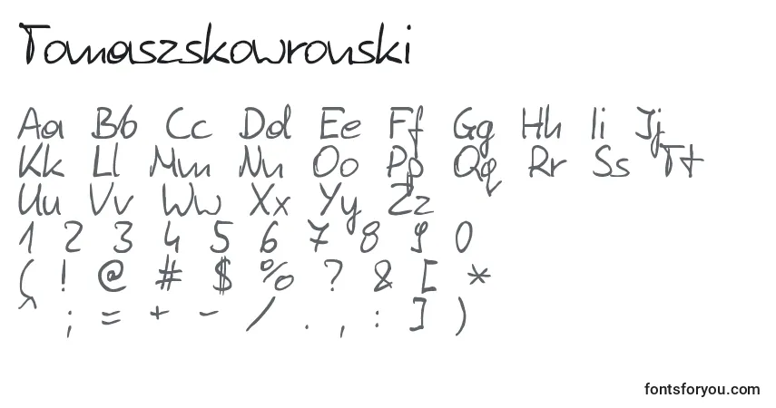 A fonte Tomaszskowronski – alfabeto, números, caracteres especiais