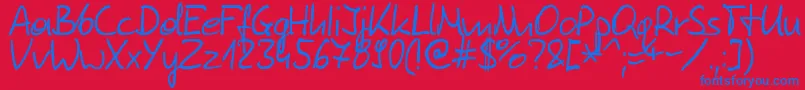 Tomaszskowronski-Schriftart – Blaue Schriften auf rotem Hintergrund